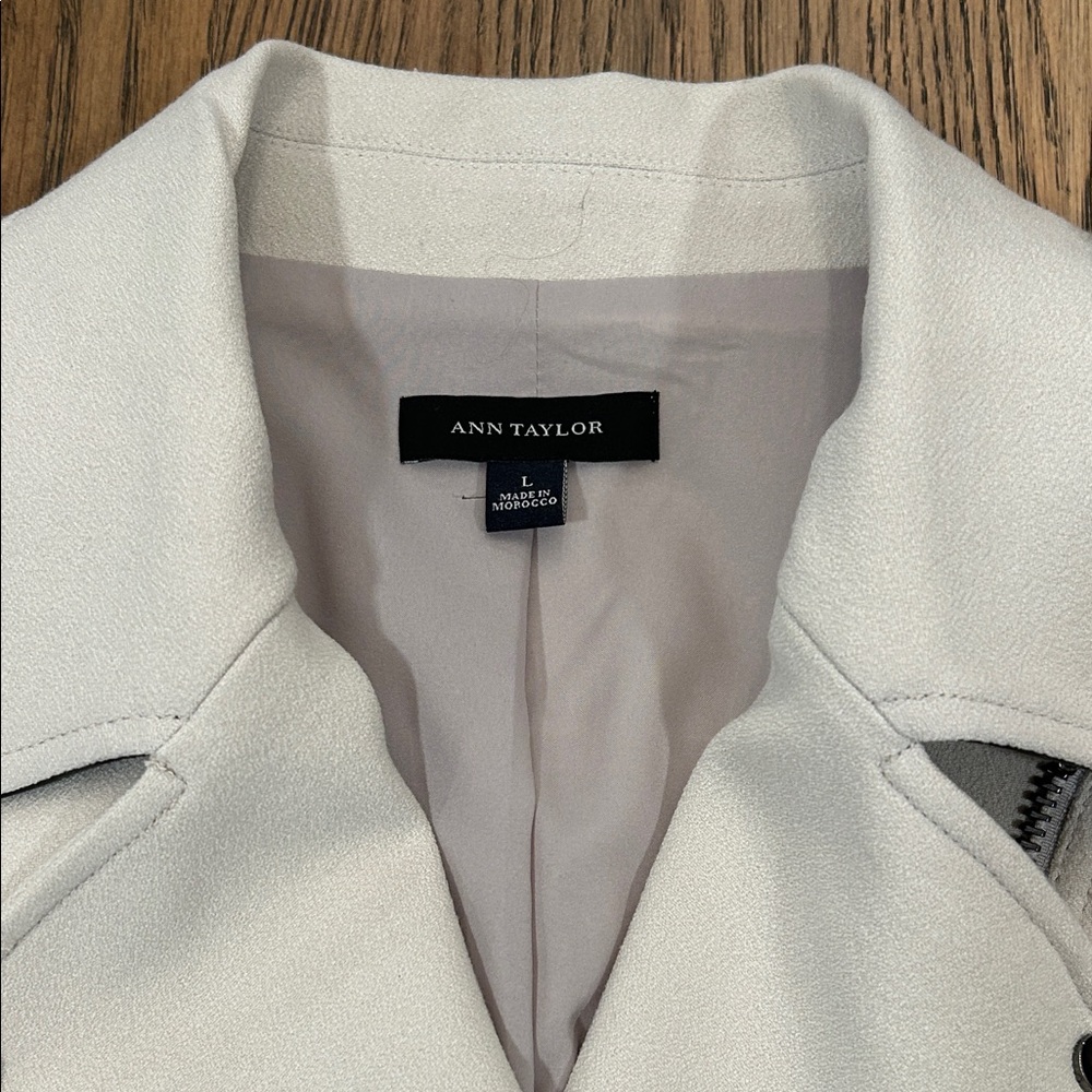 Ann Taylor Cream Leather Moto Jacket - Picture 3 of 8